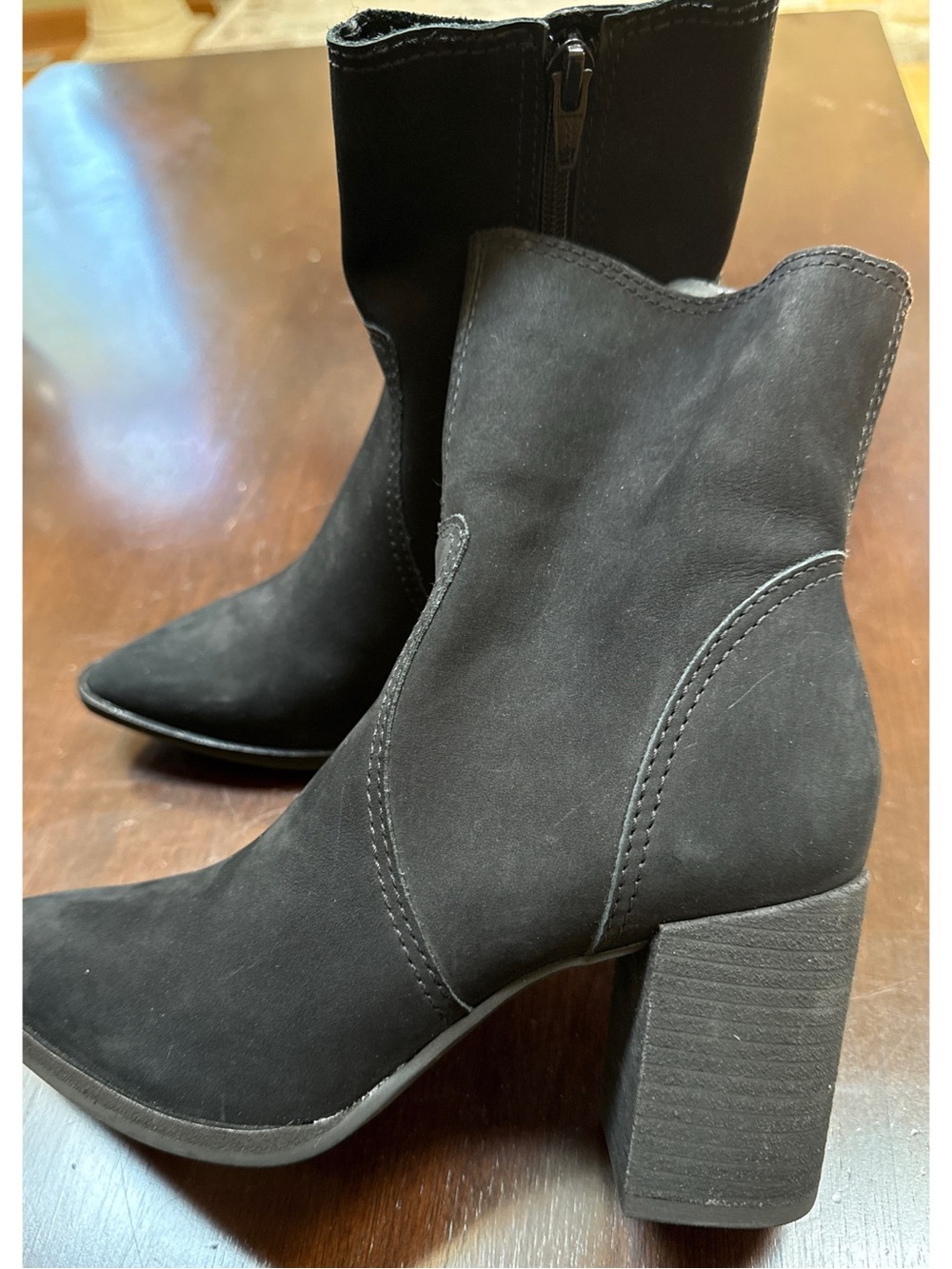 Darnold Suede Block Heel Booties - Picture 2 of 4